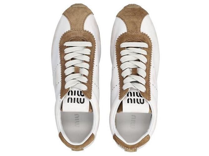 Miu Miu Zapatillas de ante de cuero Napa Blanco - vista 5