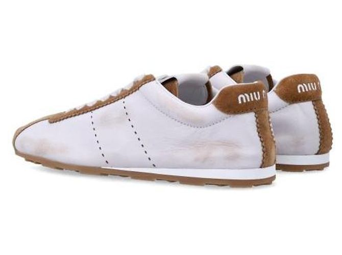 Miu Miu Zapatillas de ante de cuero Napa Blanco - vista 7