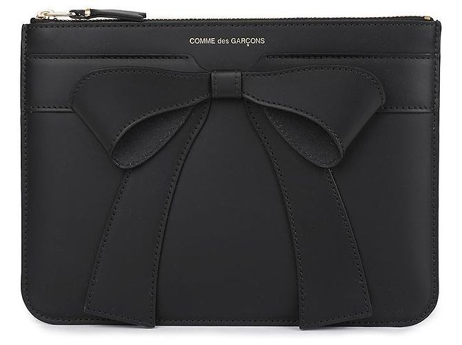 Comme Des Garcons Big Bow Leather Pouch Bag - view 3