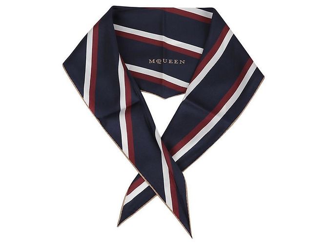 Alexander Mcqueen Seidenschal mit Streifen Blau - Ansicht 3