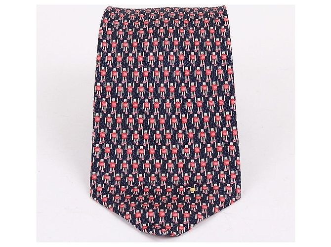Bulgari Robot Pattern Navy Men’s Tie Blue - view 2