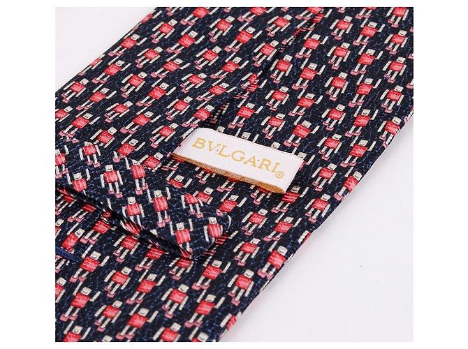 Bulgari Robot Pattern Navy Men’s Tie Blue - view 6