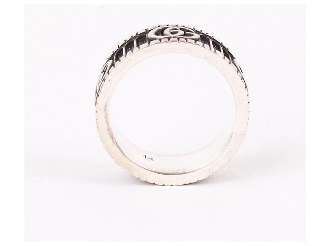 Gucci Anello Doppio in Argento GG Marmont Nero - vista 4