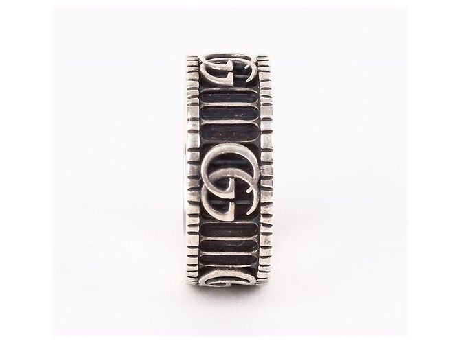 Gucci Anello Doppio in Argento GG Marmont Nero - vista 5
