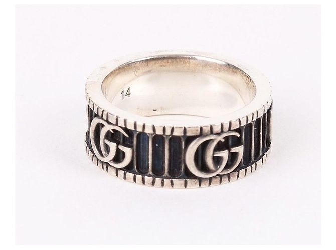 Gucci Anello Doppio in Argento GG Marmont Nero - vista 6