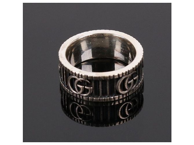 Gucci Anello Doppio in Argento GG Marmont Nero - vista 9