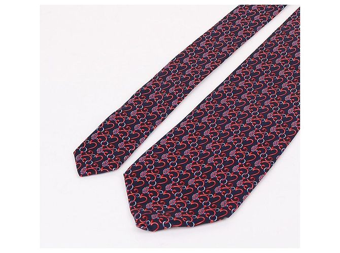 Fendi Cravatta da Uomo FF Blu Marino Rosso - vista 5