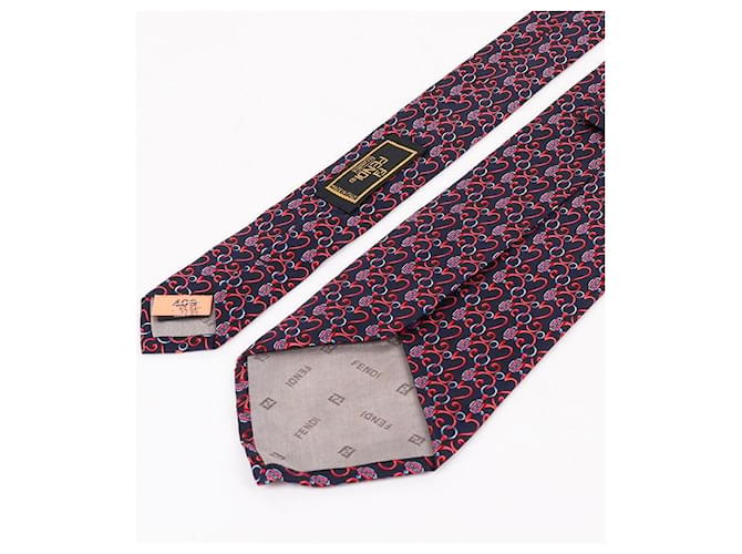 Fendi Cravatta da Uomo FF Blu Marino Rosso - vista 6