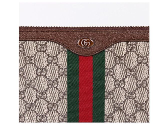 Gucci Grande Clutch Bag GG Canvas Ophidia Marrone - vista 2