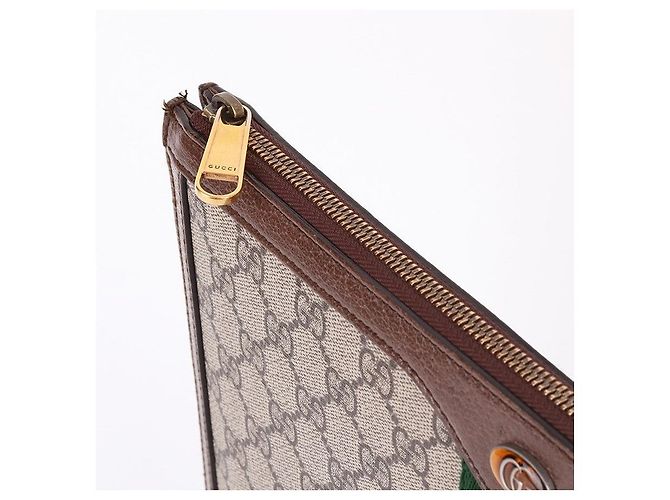 Gucci Grande Clutch Bag GG Canvas Ophidia Marrone - vista 4