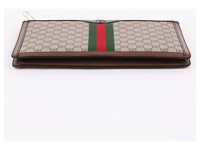 Gucci Grande Clutch Bag GG Canvas Ophidia Marrone - vista 6