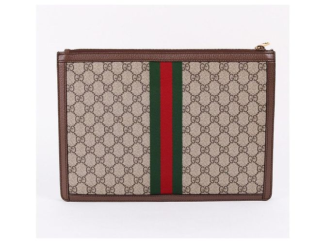 Gucci Grande Clutch Bag GG Canvas Ophidia Marrone - vista 9