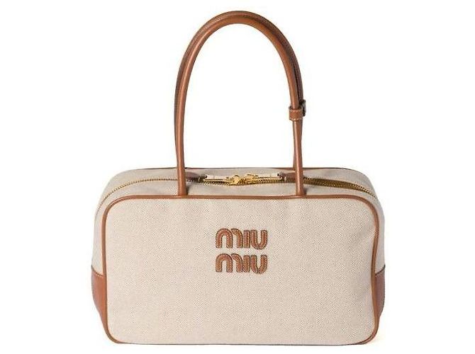 Miu Miu Canvas-Leder-Tasche Braun - Ansicht 10