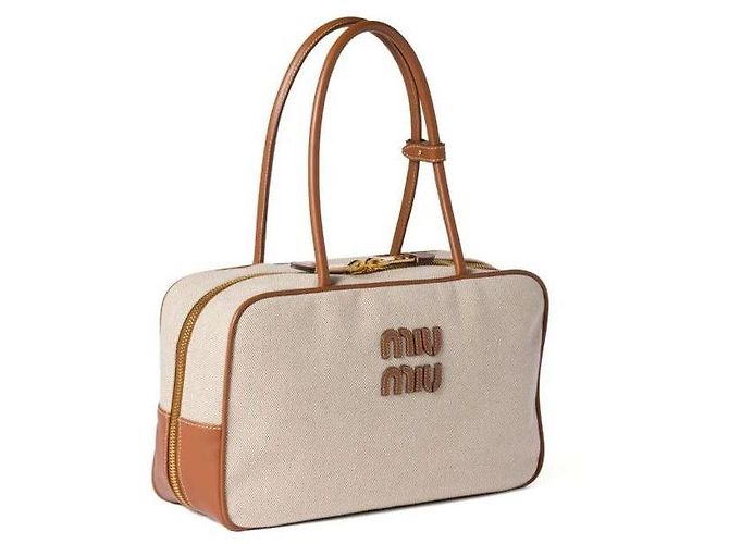 Miu Miu Canvas-Leder-Tasche Braun - Ansicht 8