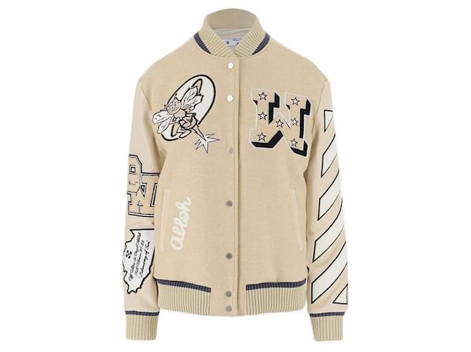 Off White Multi Applique Patch Bomber Brown - view 2
