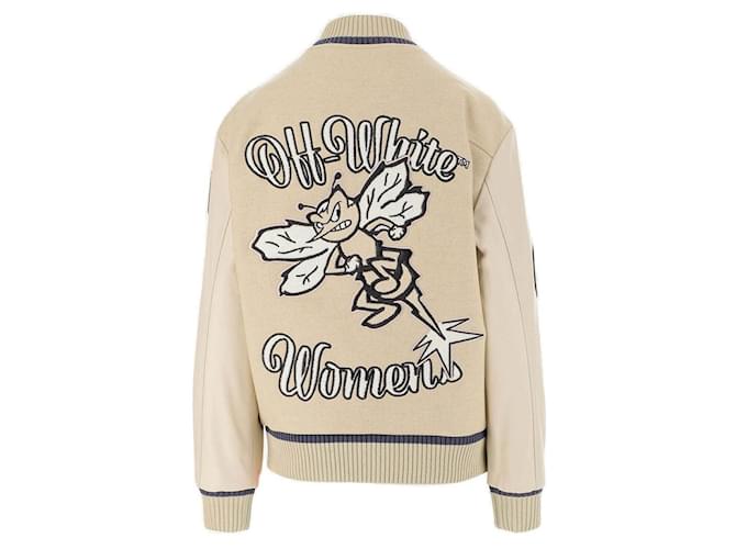 Off White Multi Applique Patch Bomber Brown - view 3