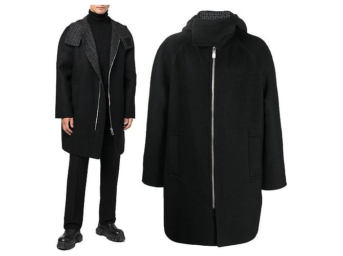 Givenchy Cappotto con cappuccio con logo Nero - vista 2