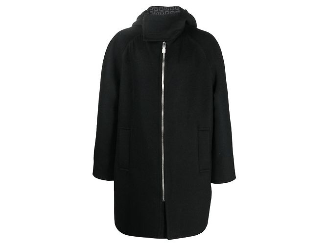Givenchy Cappotto con cappuccio con logo Nero - vista 3