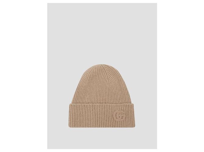 Gucci Beanie in cashmere con patch Marrone - vista 4