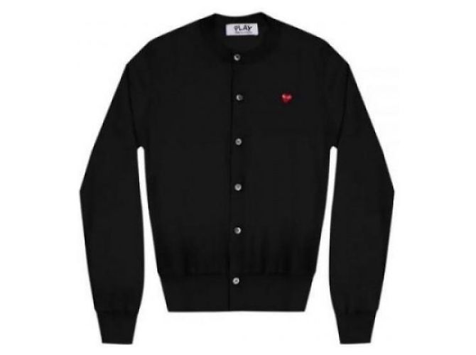 Comme Des Garcons Cardigan mit kleinem roten Herz-Patch AZ Schwarz - Ansicht 5