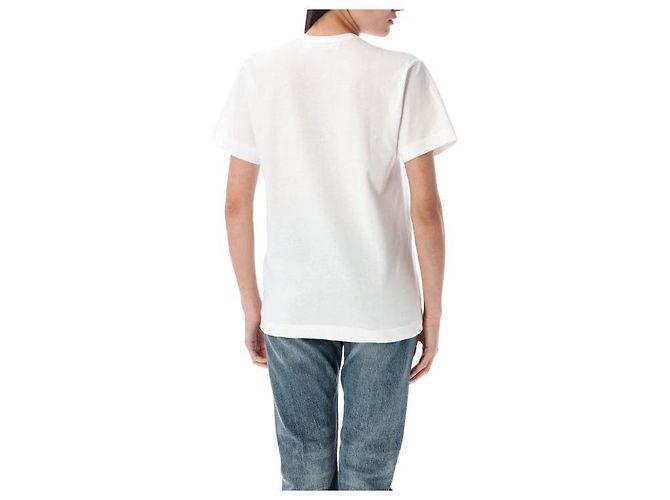 Comme Des Garcons Kurzarm-T-Shirt mit Strass-Herz-Patch AX Weiß - Ansicht 5