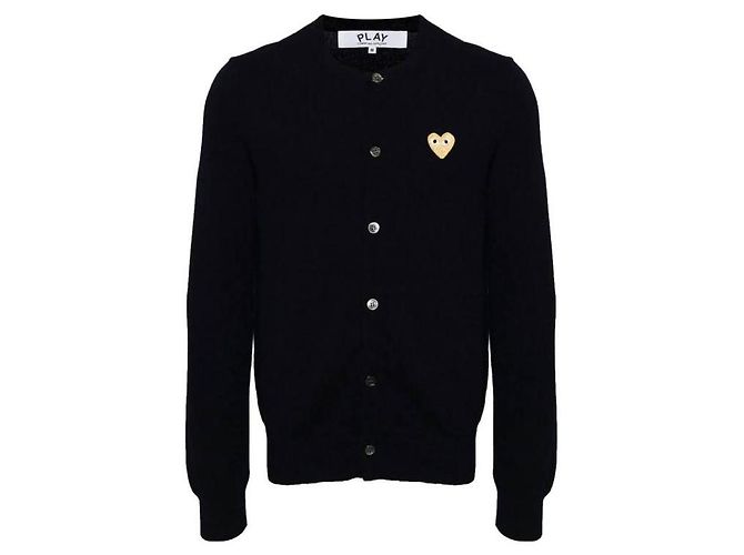 Comme Des Garcons Cardigan in lana con distintivo a forma di cuore dorato AX - vista 4