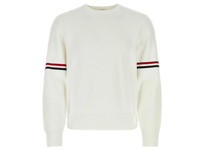 Thom Browne Pullover in cotone Milano con strisce RWB - vista 4