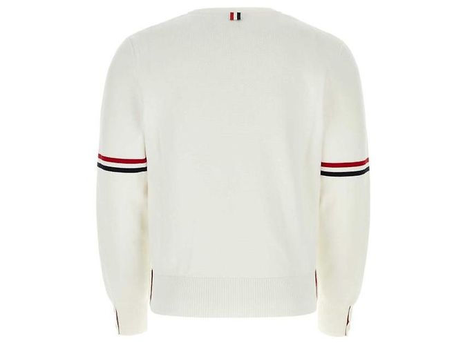 Thom Browne Pullover in cotone Milano con strisce RWB - vista 5