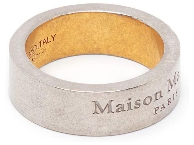 Maison Martin Margiela Engraved Logo Band Ring Silvery - view 2