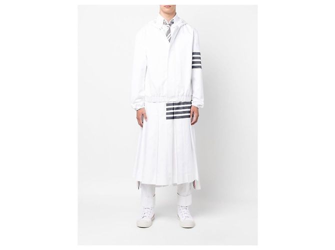 Thom Browne Chaqueta con capucha diagonal a rayas Primavera/Verano Blanco - vista 5