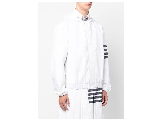 Thom Browne Chaqueta con capucha diagonal a rayas Primavera/Verano Blanco - vista 6