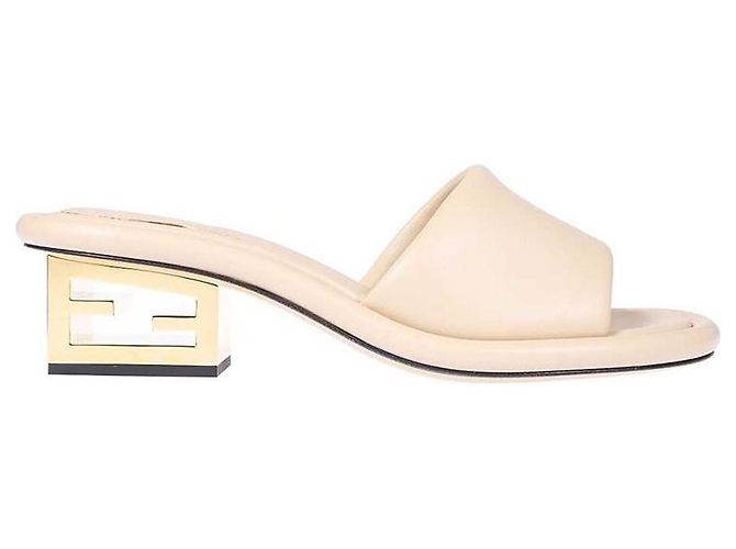 Fendi Sandali da donna FF Baguette con tacco in metallo NBA Marrone - vista 4