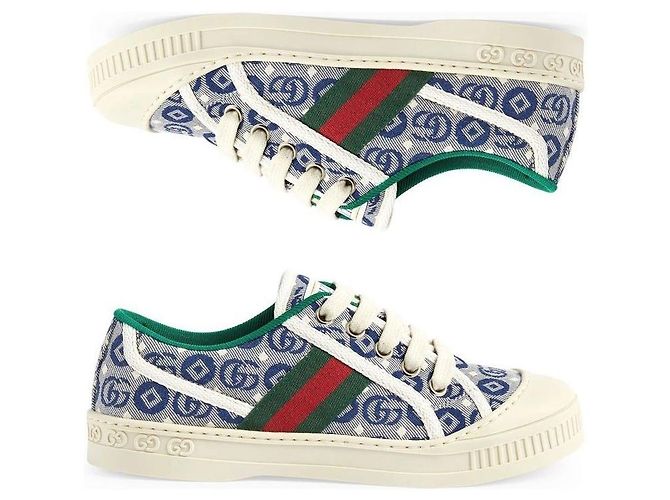 Gucci Sneakers Jacquard Tennis Blu - vista 3