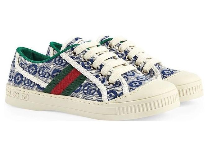Gucci Sneakers Jacquard Tennis Blu - vista 4