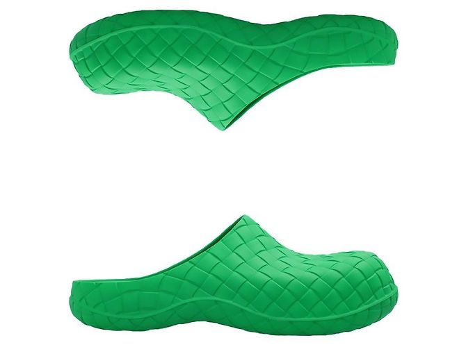 Bottega Veneta Infradito in gomma Intrecciato Verde - vista 3