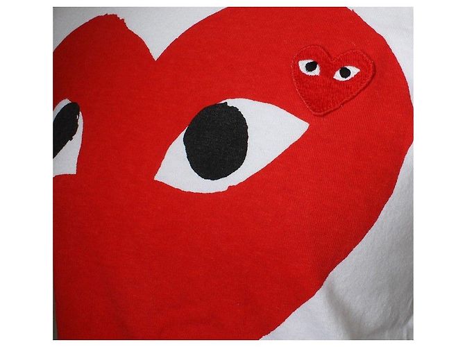 Comme Des Garcons Weißes T-Shirt mit großem Herz-Logo-Druck - Ansicht 4