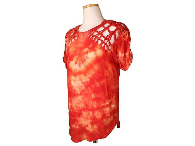 Isabel Marant Camiseta perforada roja con estampado - vista 2
