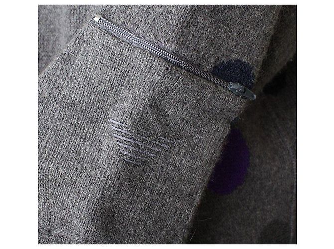 Armani Herren Wollstrickoberteil mit Mehrfachpunkten Braun - Ansicht 4