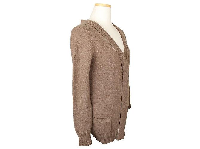 Chloé Strickjacke aus Wolle mit Cut-Out-Details Melange Beige Braun - Ansicht 2