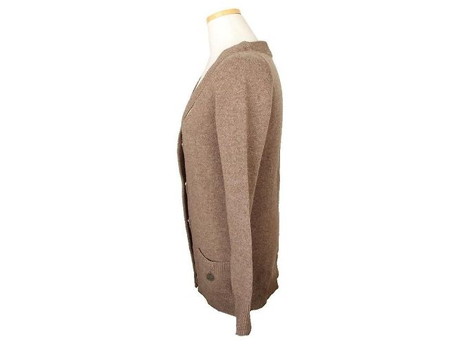 Chloé Strickjacke aus Wolle mit Cut-Out-Details Melange Beige Braun - Ansicht 3