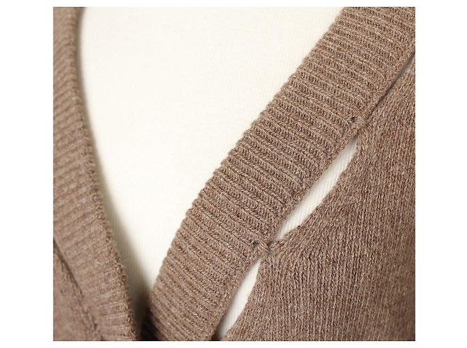 Chloé Strickjacke aus Wolle mit Cut-Out-Details Melange Beige Braun - Ansicht 6