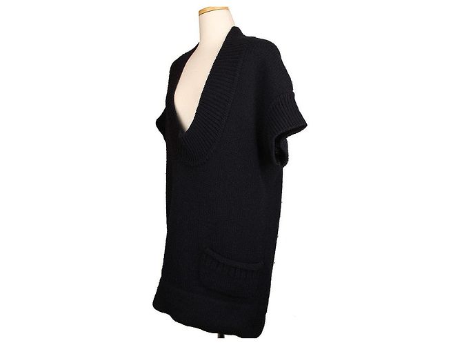 Chloé Navy Schalkragen aus Wollstrick XS Blau - Ansicht 2
