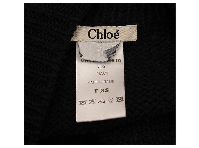 Chloé Navy Schalkragen aus Wollstrick XS Blau - Ansicht 5