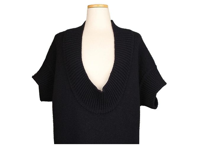 Chloé Navy Schalkragen aus Wollstrick XS Blau - Ansicht 6