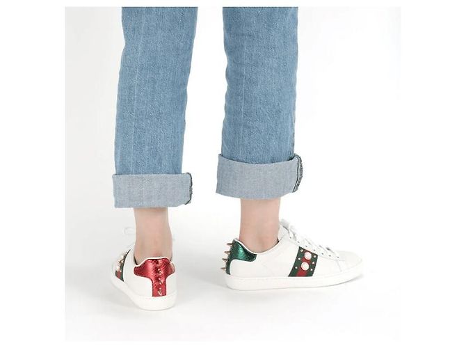 Gucci Baskets Basses Ace Stud Multicolore - vue 11