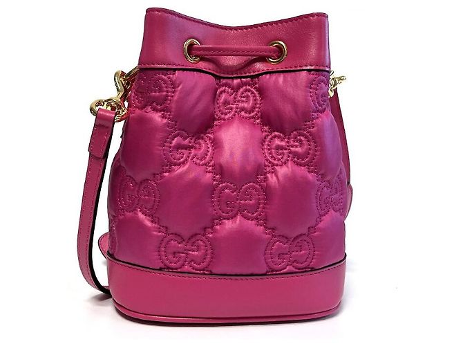Gucci Borsa a secchiello GG Marmont matelassé piccola Rosa - vista 7