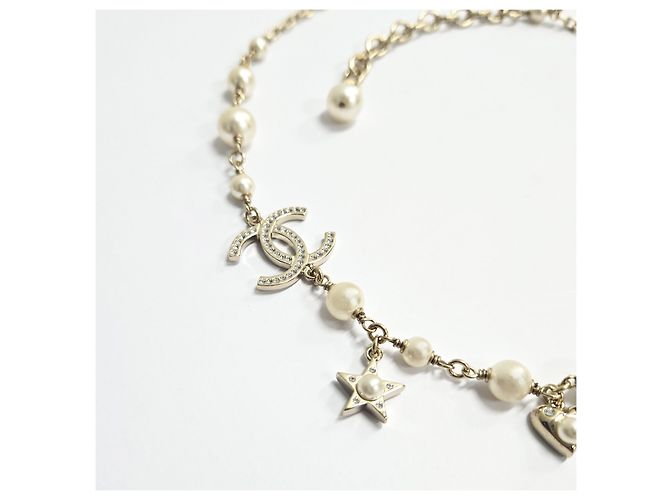 Chanel Collana di perle con logo CC a forma di cuore D'oro - vista 5