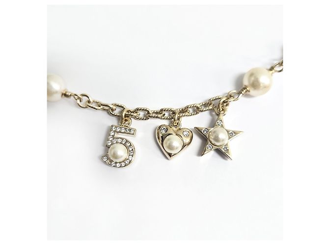 Chanel Collana di perle con logo CC a forma di cuore D'oro - vista 8