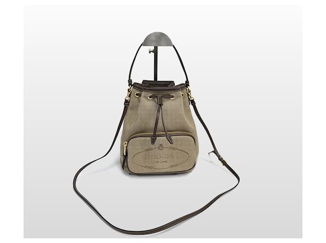Prada Borsa a secchiello piccola in jacquard con logo Marrone - vista 3