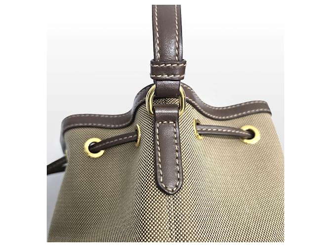 Prada Borsa a secchiello piccola in jacquard con logo Marrone - vista 7